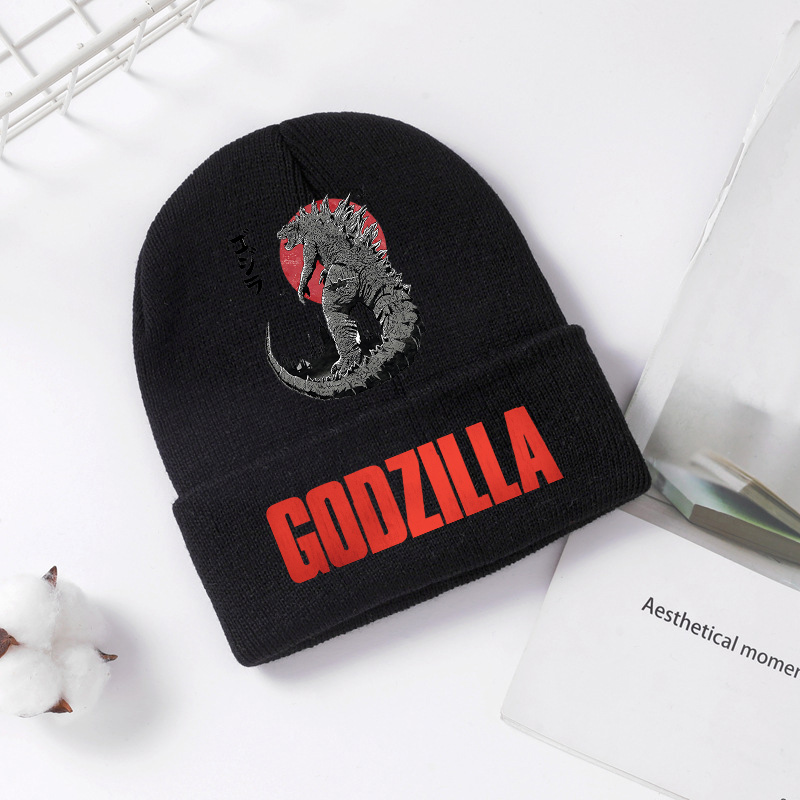 Knit Beanie Hat Warm - Godzilla ถักหมวกฤดูหนาวฤดูใบไม้ผลิ Cool Men เด็กหมวกอะนิเมะพิมพ์ Brimless