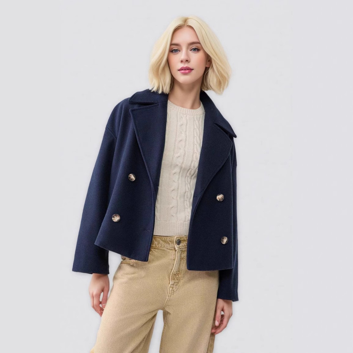 ผู้หญิงเสื้อขนสัตว์ Elegant สั - Wool Coat Peacoat บทวิจารณ์และราคา