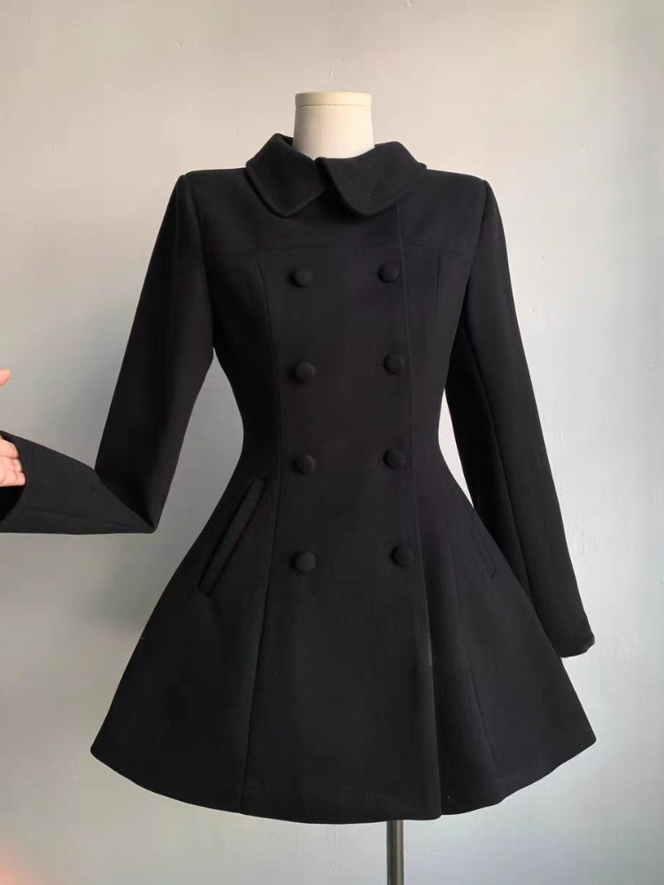 เสื้อโค้ทผ้าขนสัตว์สีดำทรงสลิม - Wool Coat Peacoat บทวิจารณ์และราคา