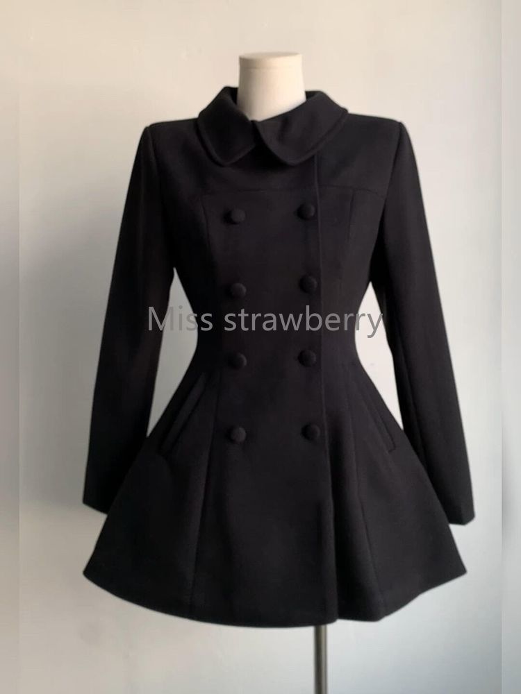 เสื้อโค้ทผ้าขนสัตว์สีดำทรงสลิม - Wool Coat Peacoat บทวิจารณ์และราคา