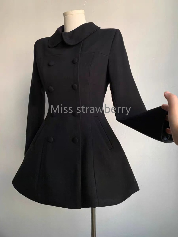 เสื้อโค้ทผ้าขนสัตว์สีดำทรงสลิม - Wool Coat Peacoat บทวิจารณ์และราคา